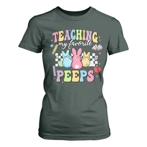 Easter Teacher T Shirt For Women Teaching My Favorire Peeps TS10 Dark Forest Green Print Your Wear