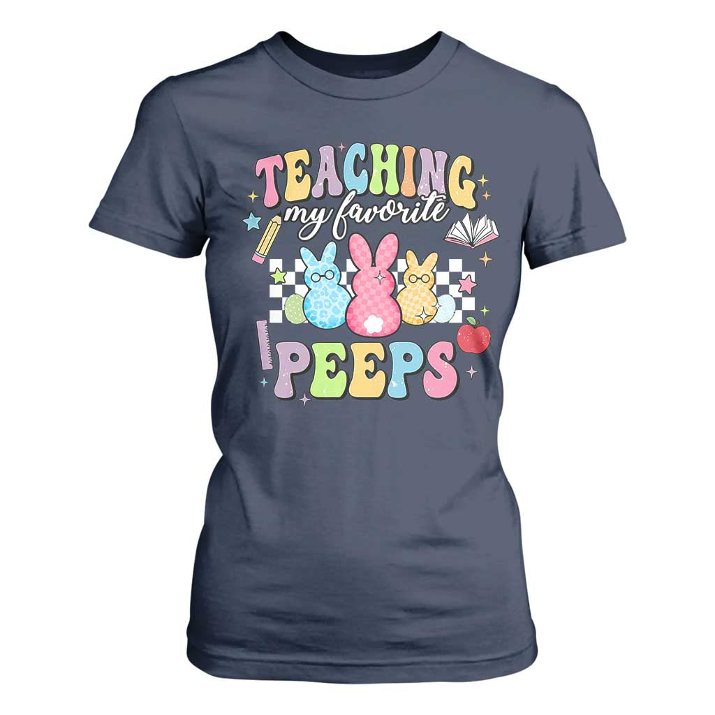 Easter Teacher T Shirt For Women Teaching My Favorire Peeps TS10 Navy Print Your Wear