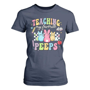 Easter Teacher T Shirt For Women Teaching My Favorire Peeps TS10 Navy Print Your Wear