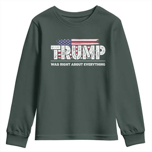 Trump Was Right about Everything Youth Sweatshirt American Flag TS10 Dark Forest Green Print Your Wear