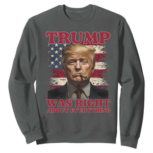 Donald Trump Was Right About Everything Sweatshirt USA Flag TS10 Dark Heather Print Your Wear