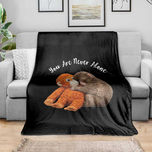 Viral Punch Monkey Throw Blanket Cute Baby Monkey With Plush Toy Animal Lovers TS10 Print Your Wear