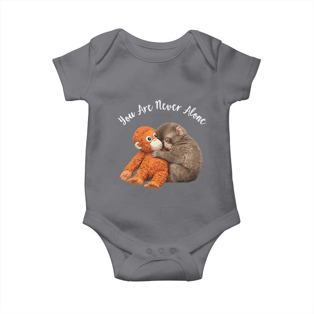 Viral Punch Monkey Baby Onesie Cute Baby Monkey With Plush Toy Animal Lovers TS10 Charcoal Print Your Wear