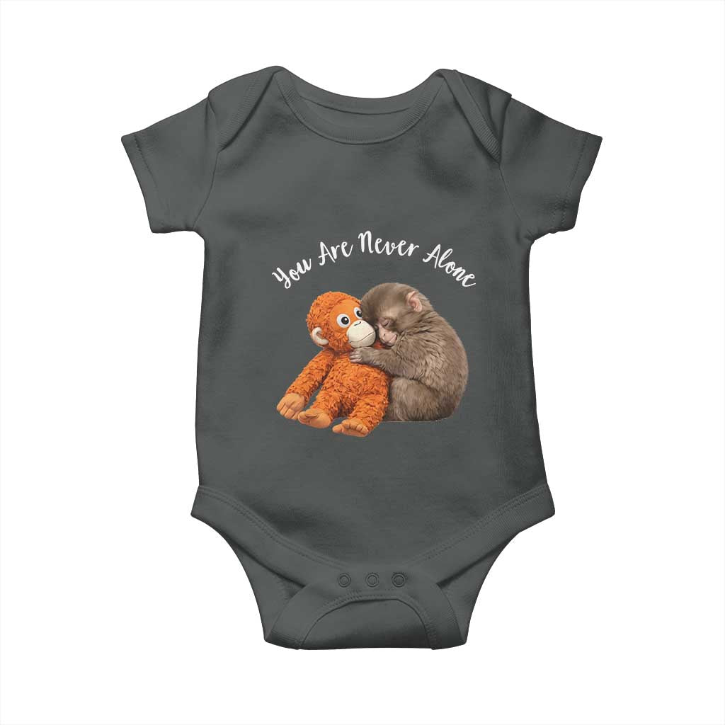 Viral Punch Monkey Baby Onesie Cute Baby Monkey With Plush Toy Animal Lovers TS10 Dark Heather Print Your Wear