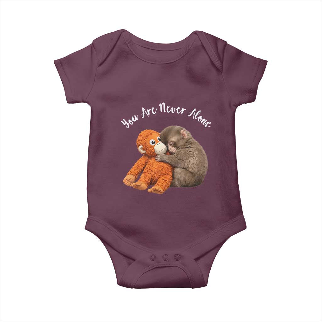 Viral Punch Monkey Baby Onesie Cute Baby Monkey With Plush Toy Animal Lovers TS10 Maroon Print Your Wear
