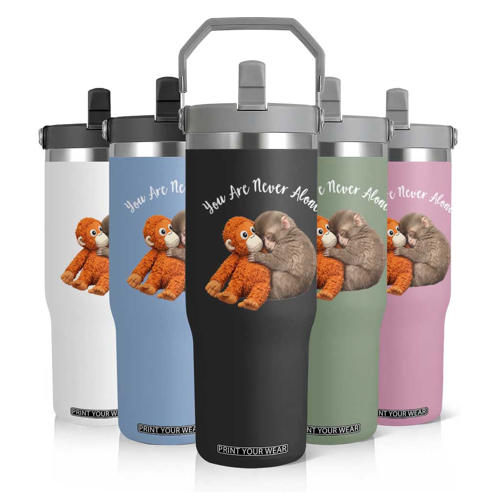 Viral Punch Monkey Flip Straw Tumbler Cute Baby Monkey With Plush Toy Animal Lovers TS10 Print Your Wear