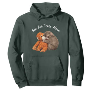 Viral Punch Monkey Hoodie Cute Baby Monkey With Plush Toy Animal Lovers TS10 Dark Forest Green Print Your Wear