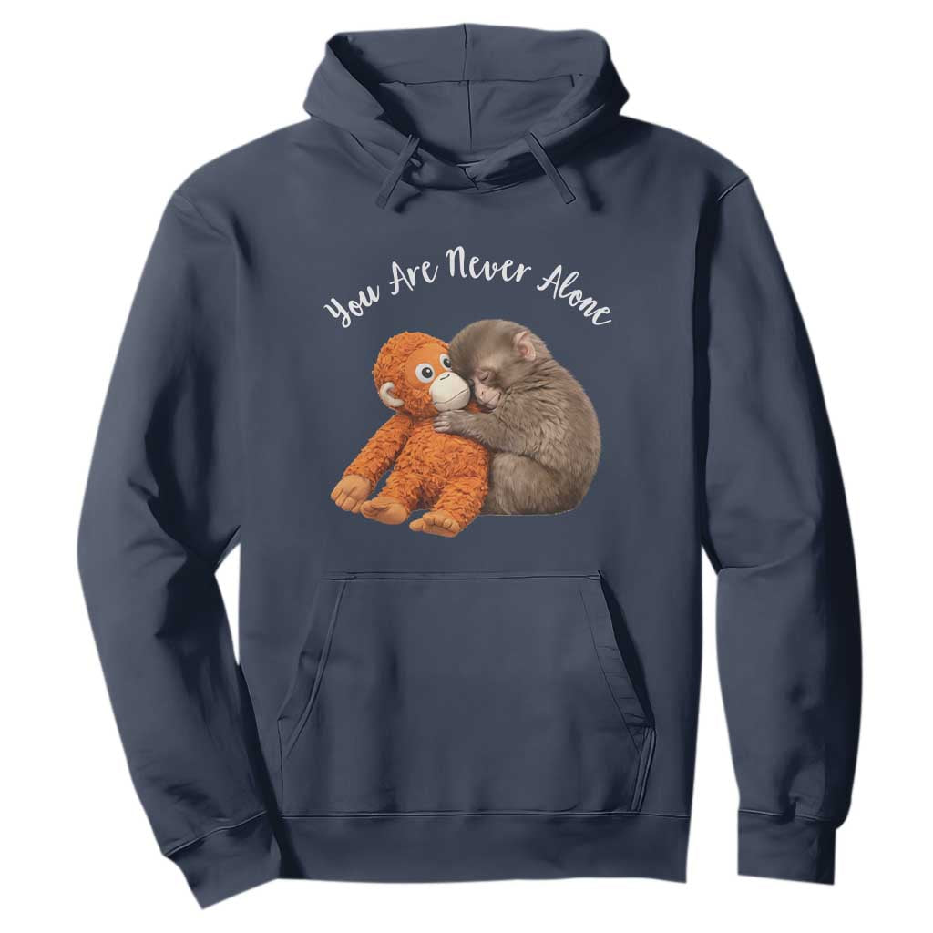 Viral Punch Monkey Hoodie Cute Baby Monkey With Plush Toy Animal Lovers TS10 Navy Print Your Wear