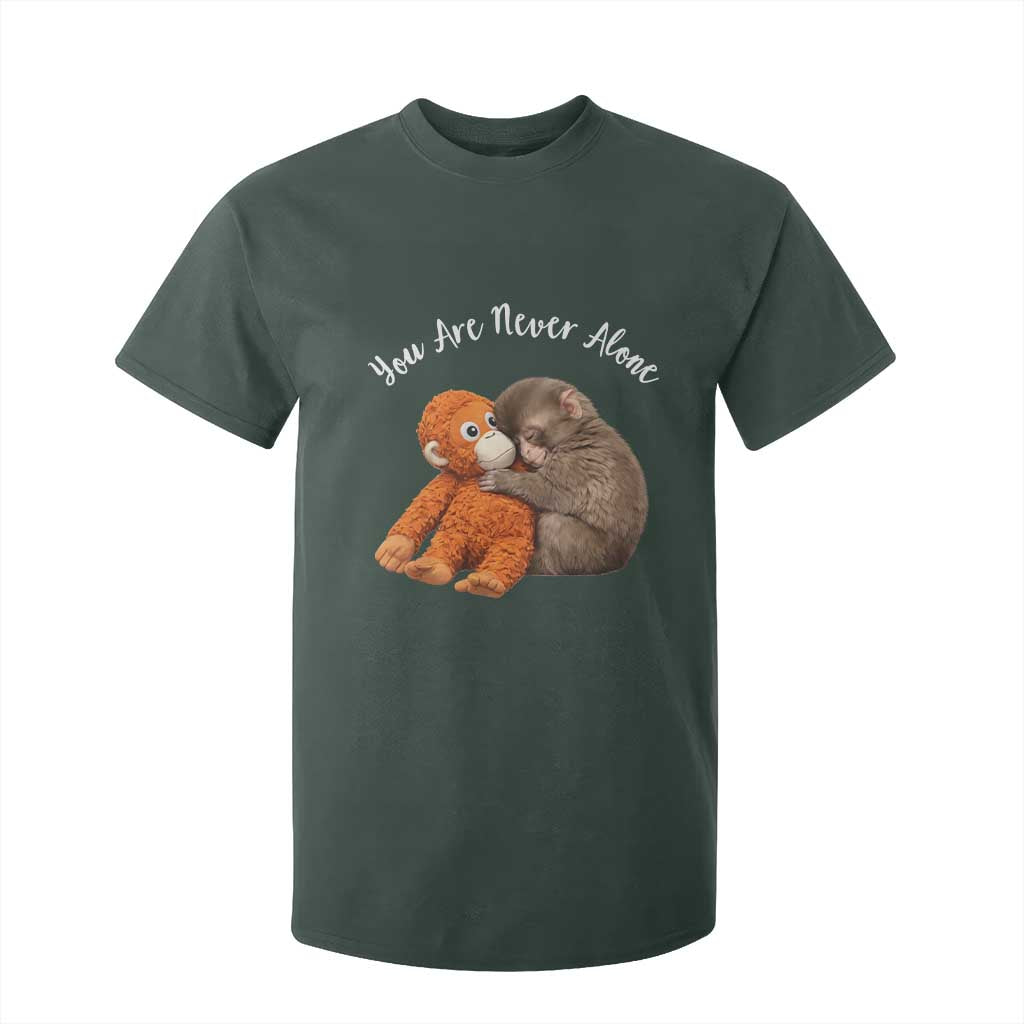Viral Punch Monkey T Shirt For Kid Cute Baby Monkey With Plush Toy Animal Lovers TS10 Dark Forest Green Print Your Wear