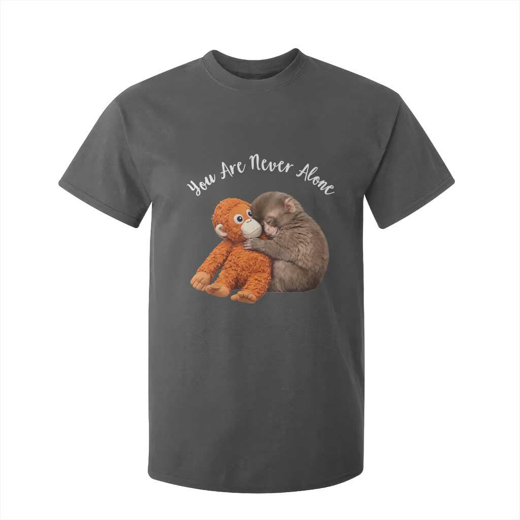 Viral Punch Monkey T Shirt For Kid Cute Baby Monkey With Plush Toy Animal Lovers TS10 Dark Heather Print Your Wear