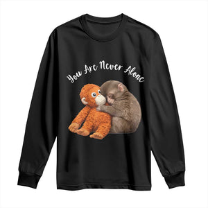 Viral Punch Monkey Long Sleeve Shirt Cute Baby Monkey With Plush Toy Animal Lovers TS10 Black Print Your Wear