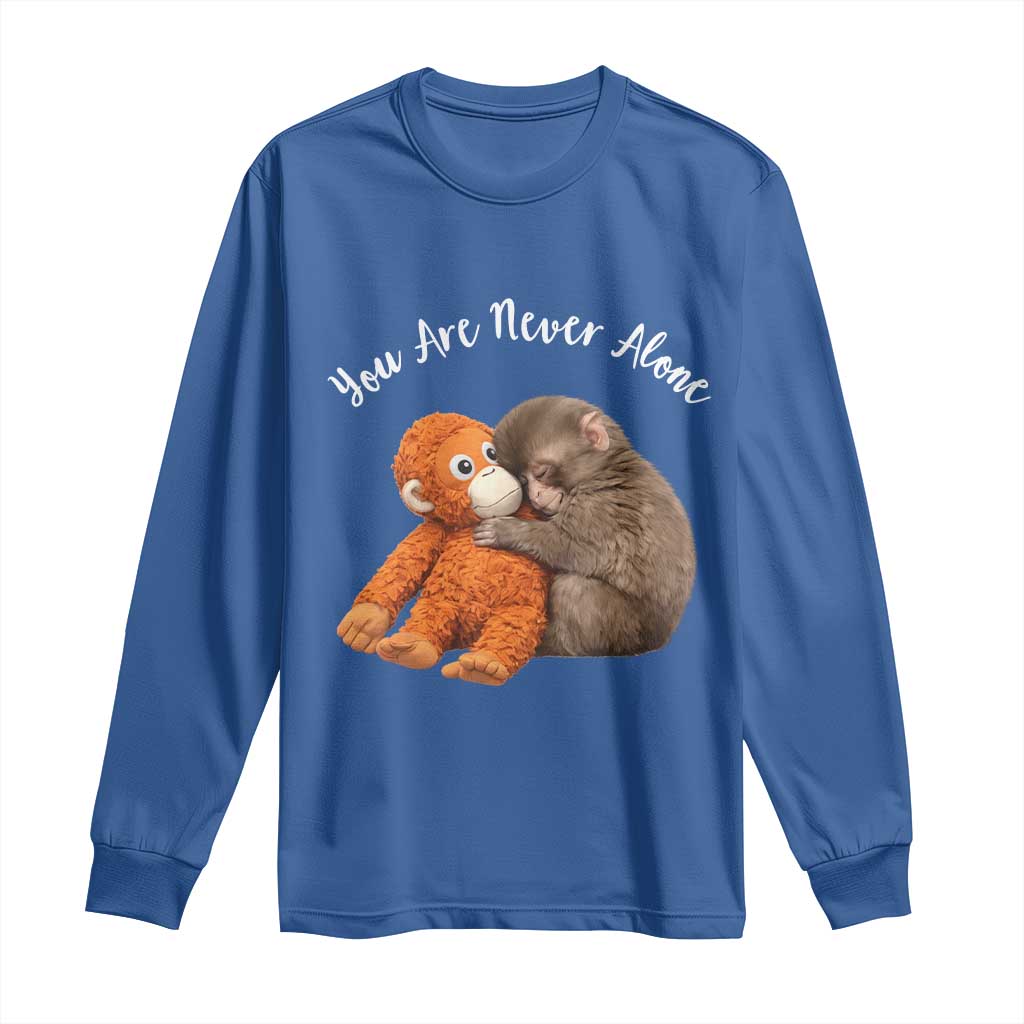 Viral Punch Monkey Long Sleeve Shirt Cute Baby Monkey With Plush Toy Animal Lovers TS10 Royal Blue Print Your Wear