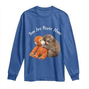 Viral Punch Monkey Long Sleeve Shirt Cute Baby Monkey With Plush Toy Animal Lovers TS10 Royal Blue Print Your Wear