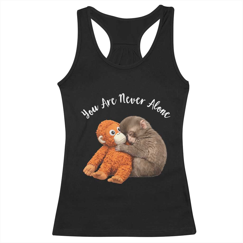 Viral Punch Monkey Racerback Tank Top Cute Baby Monkey With Plush Toy Animal Lovers TS10 Black Print Your Wear