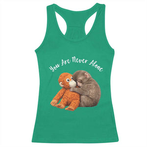Viral Punch Monkey Racerback Tank Top Cute Baby Monkey With Plush Toy Animal Lovers TS10 Irish Green Print Your Wear