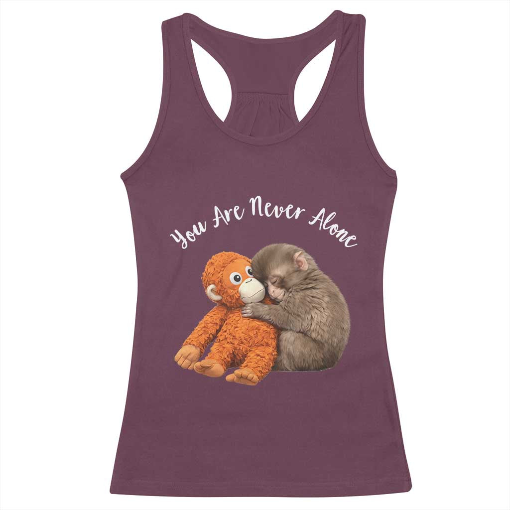 Viral Punch Monkey Racerback Tank Top Cute Baby Monkey With Plush Toy Animal Lovers TS10 Maroon Print Your Wear