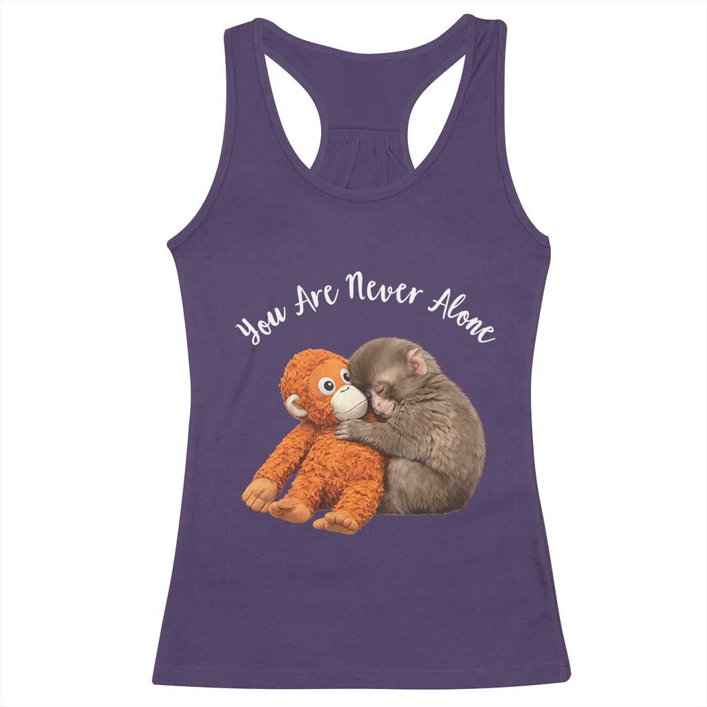 Viral Punch Monkey Racerback Tank Top Cute Baby Monkey With Plush Toy Animal Lovers TS10 Purple Print Your Wear