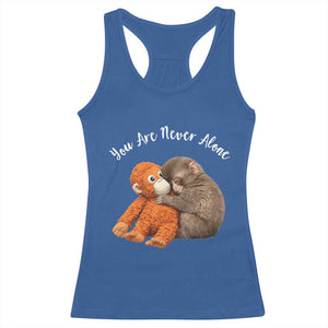 Viral Punch Monkey Racerback Tank Top Cute Baby Monkey With Plush Toy Animal Lovers TS10 Royal Blue Print Your Wear