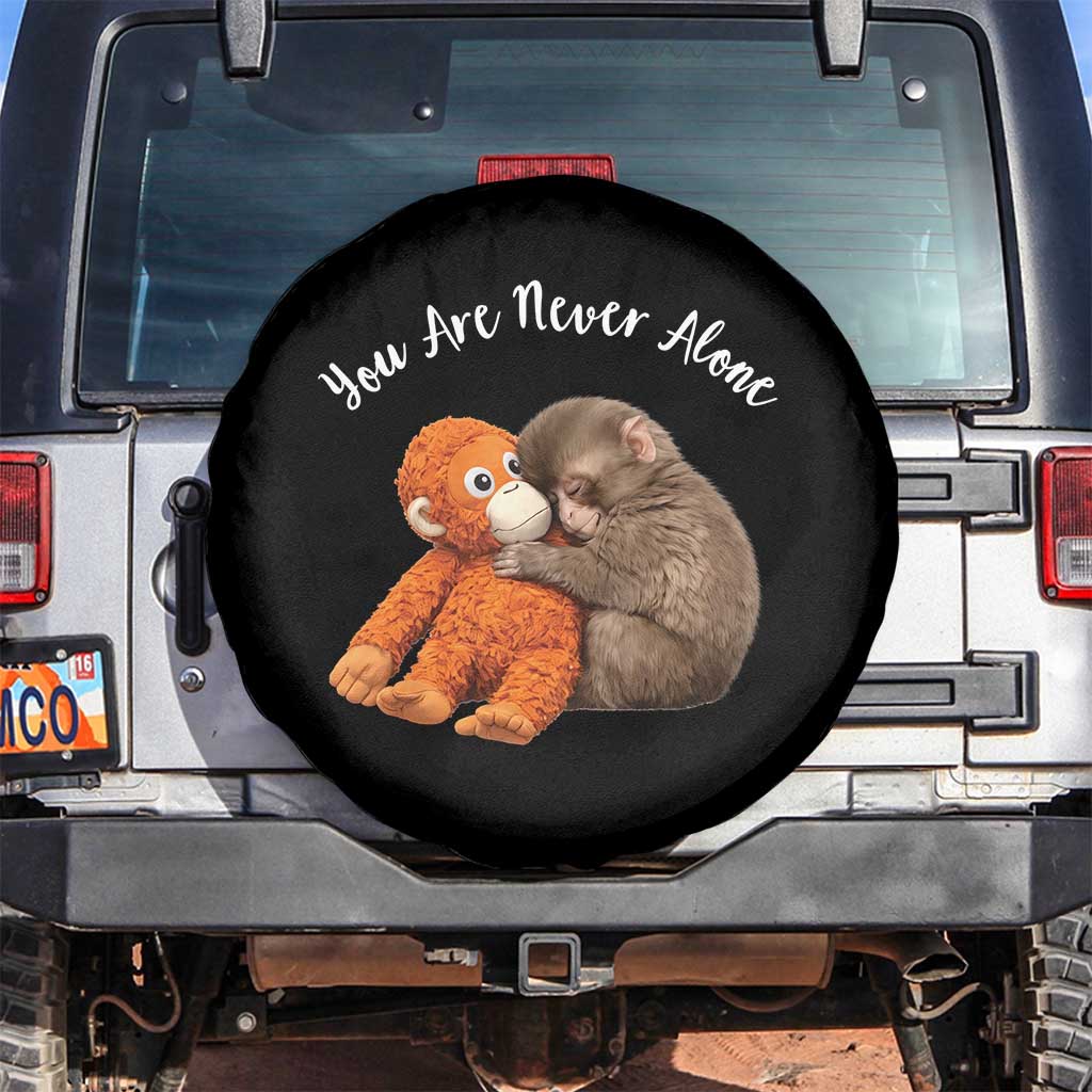 Viral Punch Monkey Spare Tire Cover Cute Baby Monkey With Plush Toy Animal Lovers TS10 No hole Black Print Your Wear