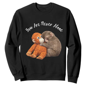 Viral Punch Monkey Sweatshirt Cute Baby Monkey With Plush Toy Animal Lovers TS10 Black Print Your Wear