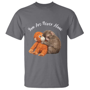 Viral Punch Monkey T Shirt Cute Baby Monkey With Plush Toy Animal Lovers TS10 Charcoal Print Your Wear