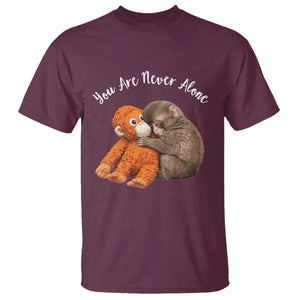 Viral Punch Monkey T Shirt Cute Baby Monkey With Plush Toy Animal Lovers TS10 Maroon Print Your Wear