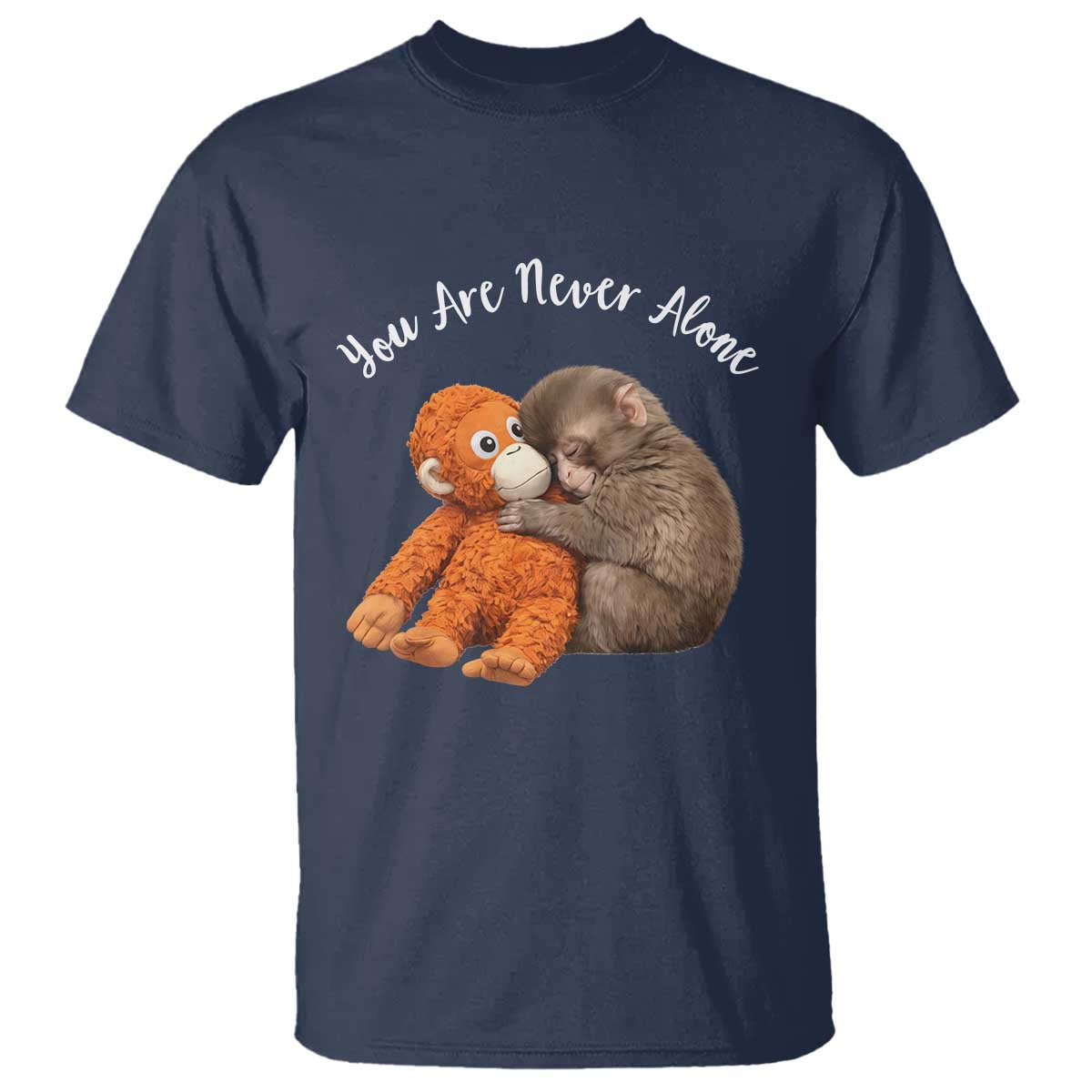 Viral Punch Monkey T Shirt Cute Baby Monkey With Plush Toy Animal Lovers TS10 Navy Print Your Wear