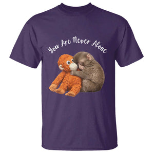Viral Punch Monkey T Shirt Cute Baby Monkey With Plush Toy Animal Lovers TS10 Purple Print Your Wear
