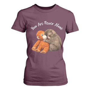Viral Punch Monkey T Shirt For Women Cute Baby Monkey With Plush Toy Animal Lovers TS10 Maroon Print Your Wear