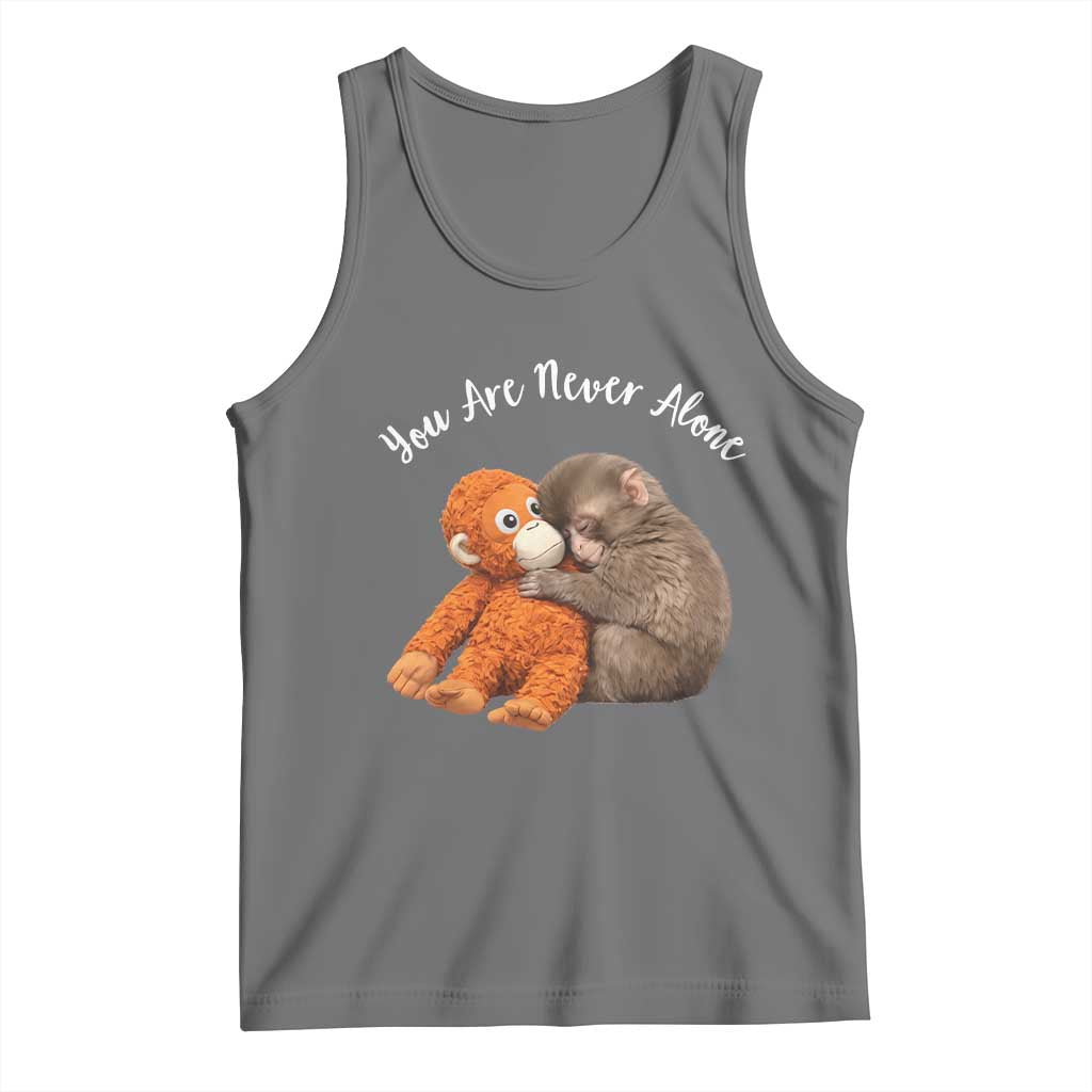 Viral Punch Monkey Tank Top Cute Baby Monkey With Plush Toy Animal Lovers TS10 Black Heather Print Your Wear
