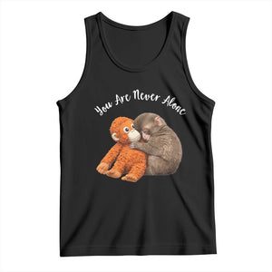 Viral Punch Monkey Tank Top Cute Baby Monkey With Plush Toy Animal Lovers TS10 Black Print Your Wear