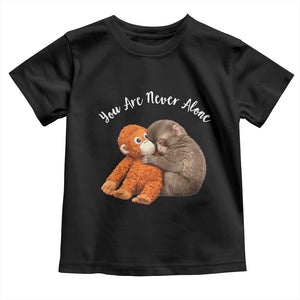 Viral Punch Monkey Toddler T Shirt Cute Baby Monkey With Plush Toy Animal Lovers TS10 Black Print Your Wear