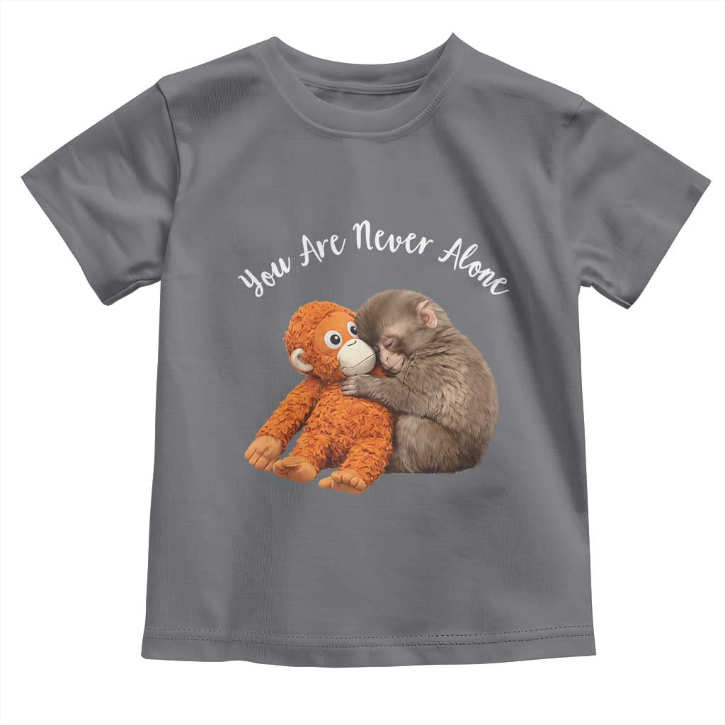 Viral Punch Monkey Toddler T Shirt Cute Baby Monkey With Plush Toy Animal Lovers TS10 Charcoal Print Your Wear