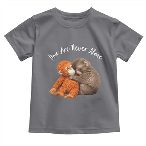 Viral Punch Monkey Toddler T Shirt Cute Baby Monkey With Plush Toy Animal Lovers TS10 Charcoal Print Your Wear