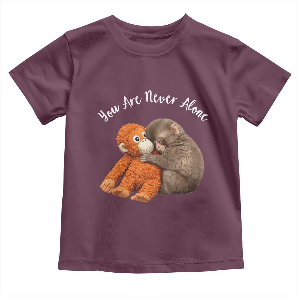 Viral Punch Monkey Toddler T Shirt Cute Baby Monkey With Plush Toy Animal Lovers TS10 Maroon Print Your Wear