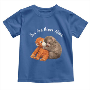 Viral Punch Monkey Toddler T Shirt Cute Baby Monkey With Plush Toy Animal Lovers TS10 Royal Blue Print Your Wear