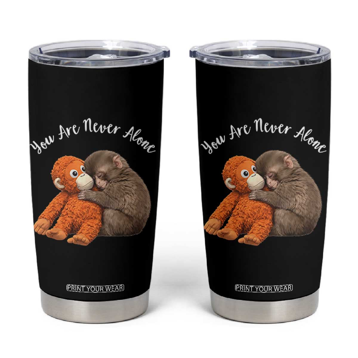 Viral Punch Monkey Tumbler Cup Cute Baby Monkey With Plush Toy Animal Lovers TS10 Black Print Your Wear