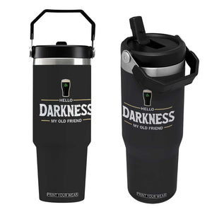 Hello Darkness My Old Friend Irish Beer Flip Straw Tumbler Funny Drinking St Patricks Day Party Shamrock TS10 One Size: 30 oz Black Print Your Wear