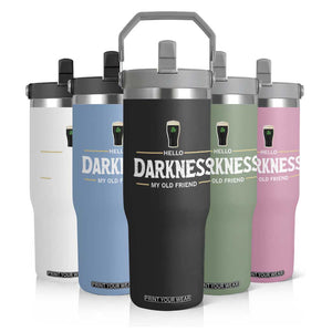 Hello Darkness My Old Friend Irish Beer Flip Straw Tumbler Funny Drinking St Patricks Day Party Shamrock TS10 Print Your Wear