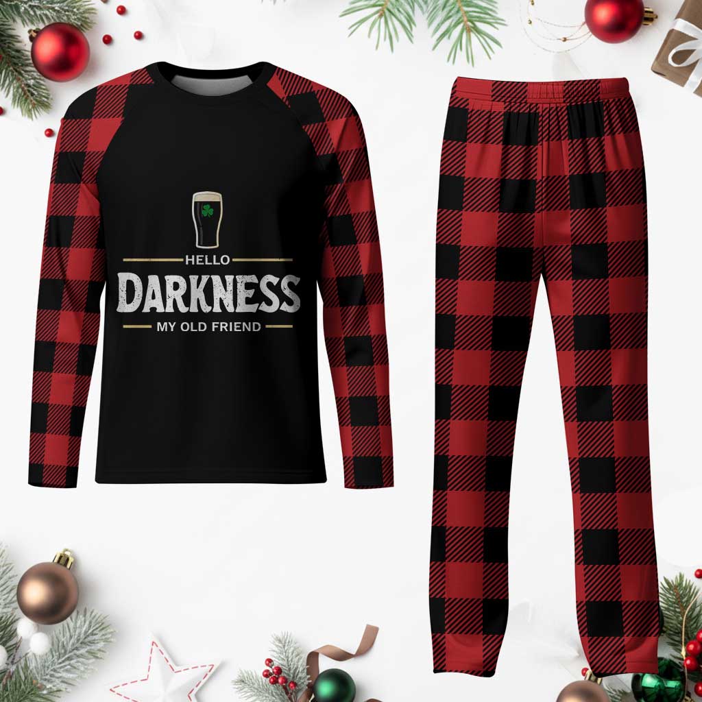 Hello Darkness My Old Friend Irish Beer Plaid Pajama Set Funny Drinking St Patricks Day Party Shamrock TS10 Buffalo Plaid Print Your Wear