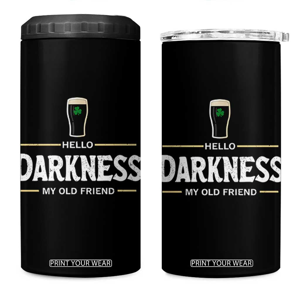 Hello Darkness My Old Friend Irish Beer 4 in 1 Can Cooler Tumbler Funny Drinking St Patricks Day Party Shamrock TS10 One Size: 16 oz Black Print Your Wear