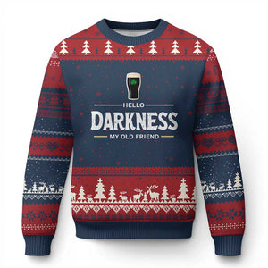 Hello Darkness My Old Friend Irish Beer Ugly Christmas Sweater Funny Drinking St Patricks Day Party Shamrock TS10 Navy Red Print Your Wear