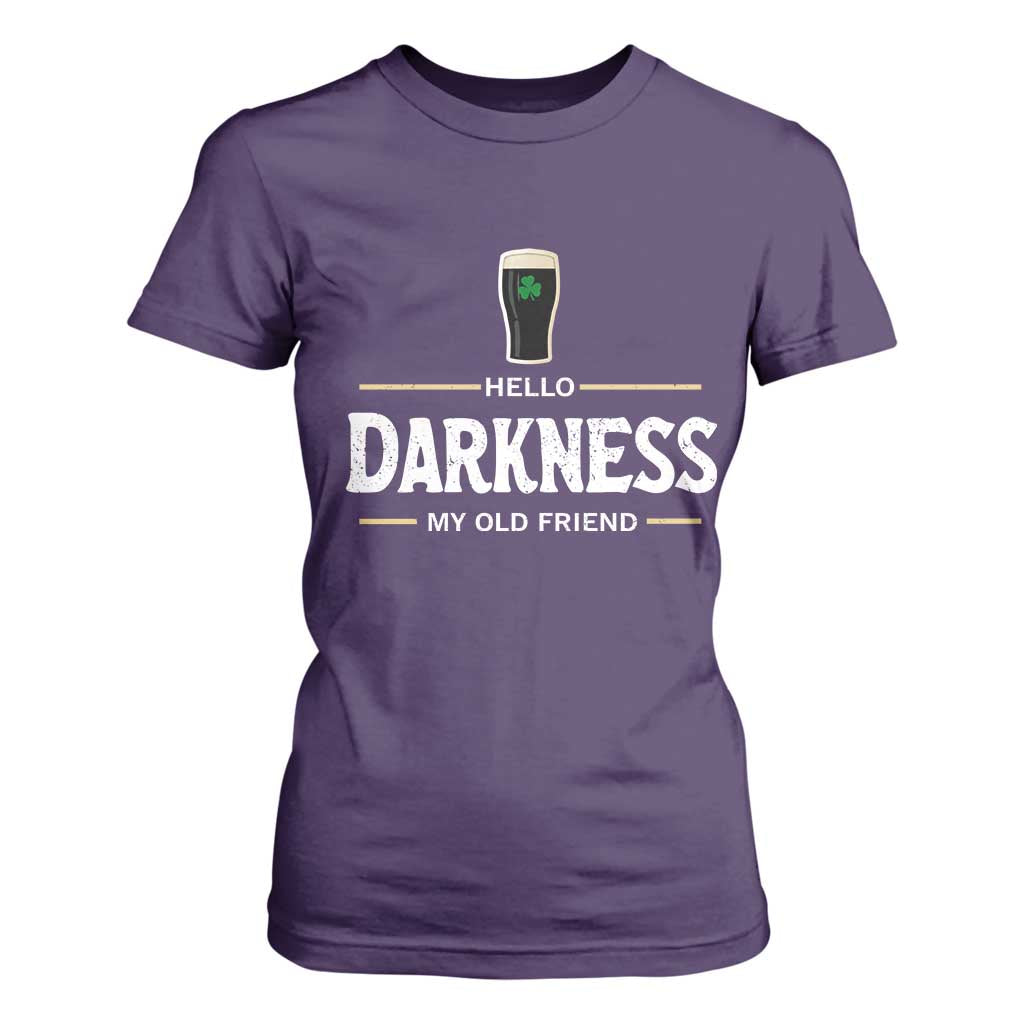 Hello Darkness My Old Friend Irish Beer T Shirt For Women Funny Drinking St Patricks Day Party Shamrock TS10 Purple Print Your Wear