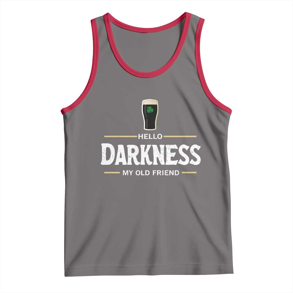 Hello Darkness My Old Friend Irish Beer Tank Top Funny Drinking St Patricks Day Party Shamrock TS10 Deep Heather Red Print Your Wear