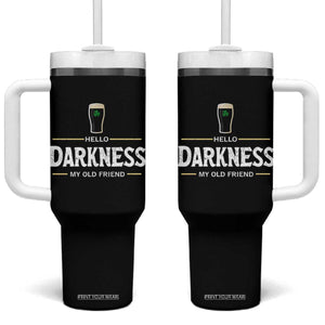 Hello Darkness My Old Friend Irish Beer Tumbler With Handle Funny Drinking St Patricks Day Party Shamrock TS10 One Size: 40 oz Black Print Your Wear