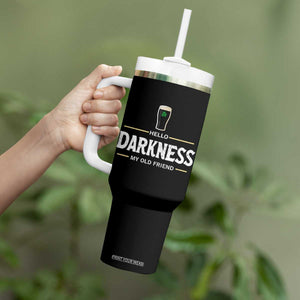 Hello Darkness My Old Friend Irish Beer Tumbler With Handle Funny Drinking St Patricks Day Party Shamrock TS10 Print Your Wear