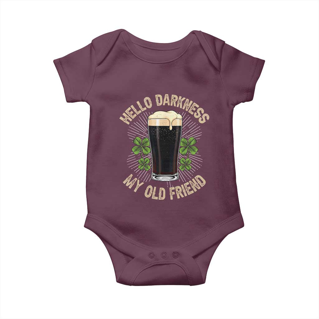 Irish Shamrock Beer Day Baby Onesie Hello Darkness My Old Friend TS10 Maroon Print Your Wear