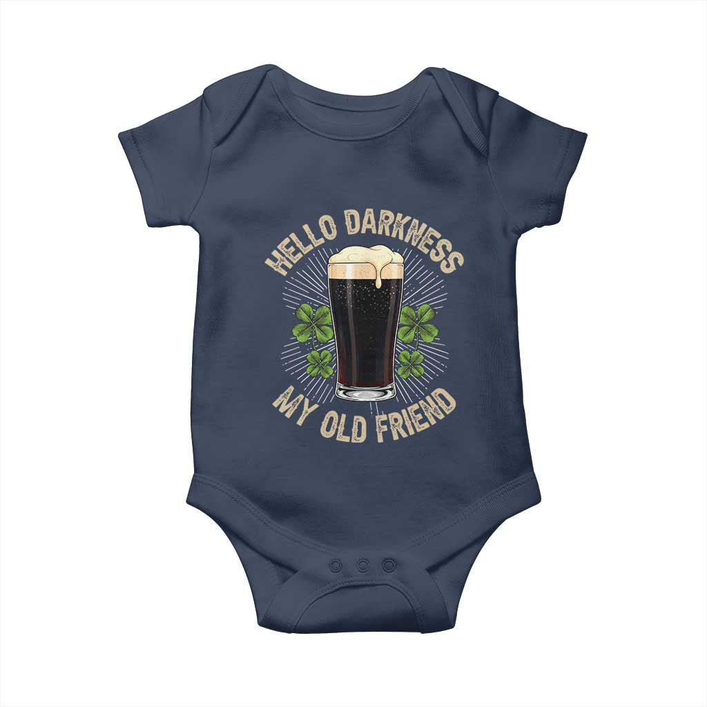Irish Shamrock Beer Day Baby Onesie Hello Darkness My Old Friend TS10 Navy Print Your Wear