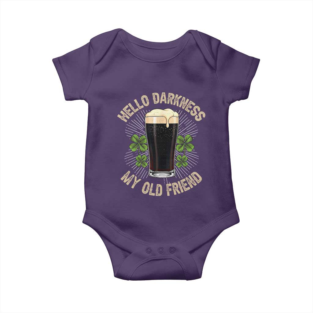 Irish Shamrock Beer Day Baby Onesie Hello Darkness My Old Friend TS10 Purple Print Your Wear