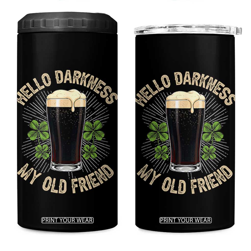 Irish Shamrock Beer Day 4 in 1 Can Cooler Tumbler Hello Darkness My Old Friend TS10 One Size: 16 oz Black Print Your Wear